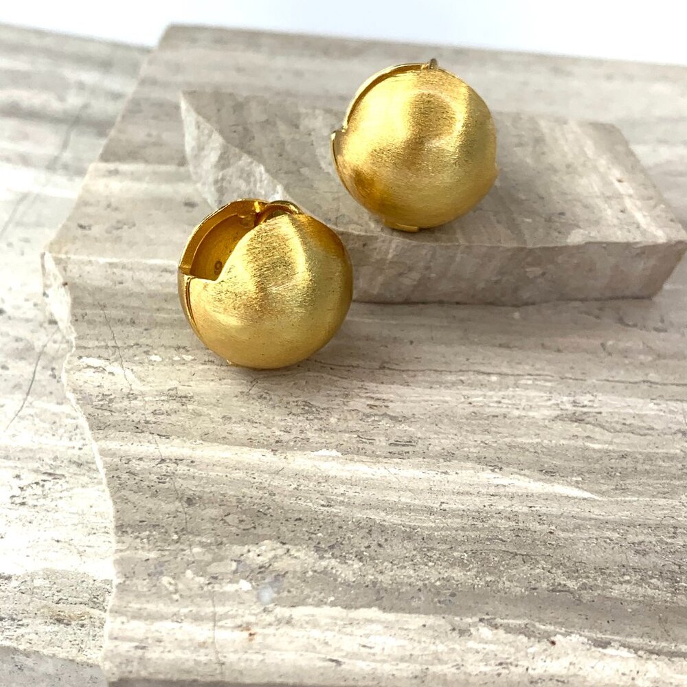 NEW ~ Anthropologie Brushed Gold Ball Huggie Earrings